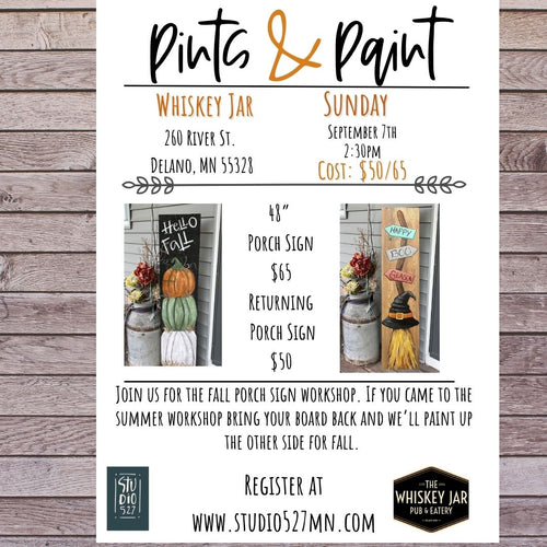 Fall Porch Sign workshop| Whiskey Jar |  Sept. 7th