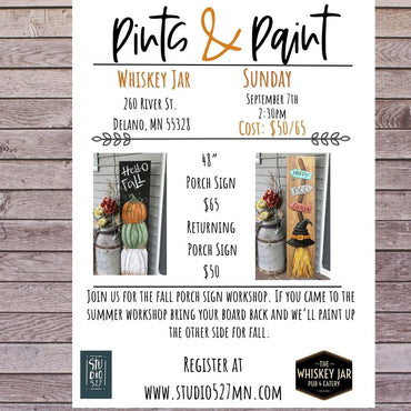 Fall Porch Sign workshop| Whiskey Jar |  Sept. 7th