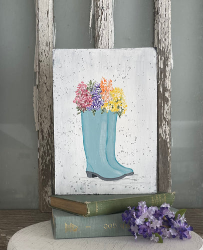 Rain boot with flowers