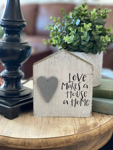 Love wooden house shelf sitter